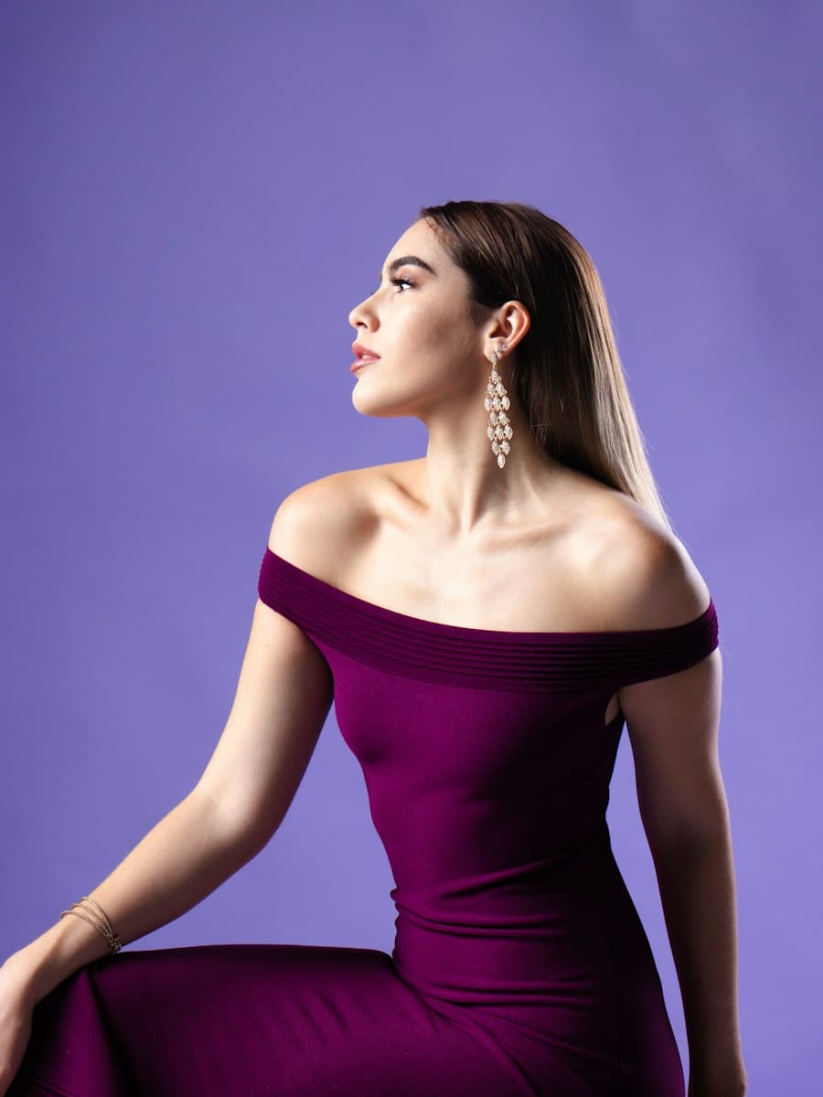 Velvet Off-Shoulder Dress — Plum